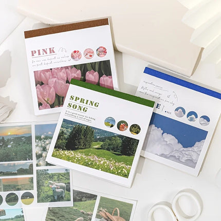 40pcs/pack Washi Paper Ins Stickers Book Aesthetic Scenery Sticker for Scrapbooking Journals Album Diary DIY Paers
