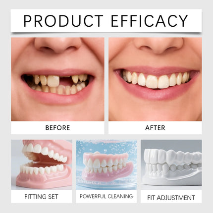 Premium Silicone Temporary Dentures Full Set Safe Perfect Fit Fake Teeth for Missing Broken Teeth,Oral Health Confidence Boost