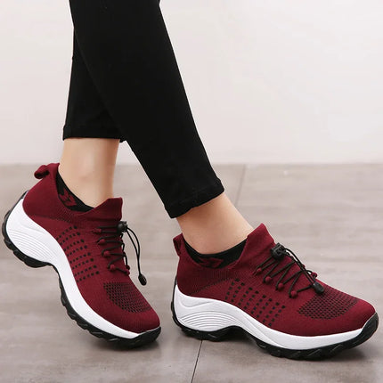 Outdoor Women Walking Sneakers Fashion Jogging Sock Shoes Youth Girls Trainers Breathable Ladies Platform Non-Slip Light Loafers
