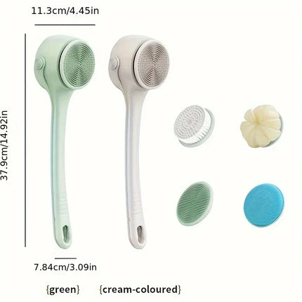 USB Waterproof Double Handle Electric Rotating Silicone Bath Brush Multi Functional Body Shower Cleaner with 4 Brush Heads