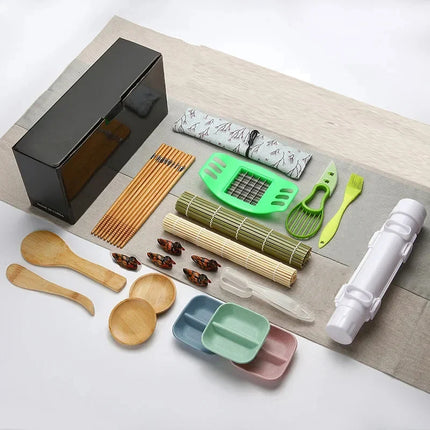 Sushi Maker Set Machine Sushi Mold Bazooka Roller Kit Vegetable Meat Rolling bamboo mat DIY Rice and Vegetable Roll Sushi Mold S