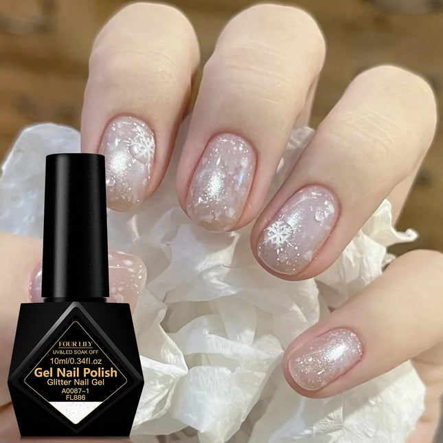 10ml Snowflakes Nail Salon Supplies Gel DIY Manicure UV LED Curing Long Lasting Saok Off Varnish for Women Girl Nail Decorations