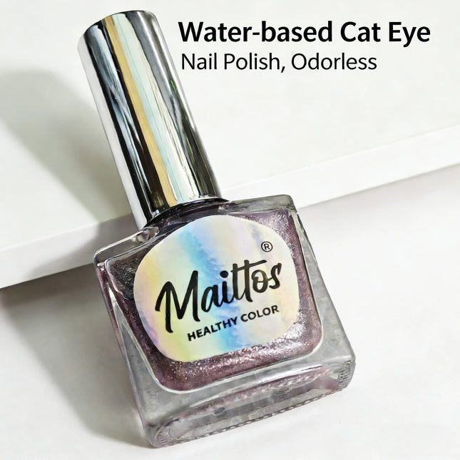 WA516 Grape 12ml No-bake Cat's Eye Water-based Nail Polish, Oderless, With a magnet, dry quickly No need UV lamp, easy to tear