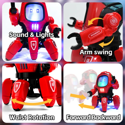 Creativity Dance Robots Music LED 6 Claws Octopus Robot Birthday Gift Toys For Children Early Education Baby Toy For Boys Girls