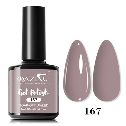 QAZIXU 48 Colors 10ml Red Black White Gel Nail Polish Manicure Semi Permanent Soak Off UV Nail Art Varnish Nail Supplies