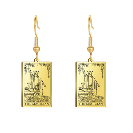 Classic Tarot Cards Stainless Steel Drop Earring for Women Sun Moon Star Lovers Divination Tarot Jewelry Birthday Gift
