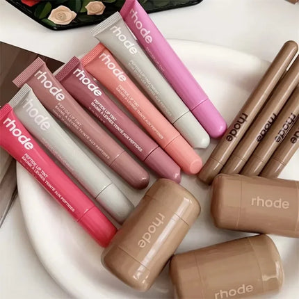 Rhodee Blusher Rouge Powder Pocket Blush Lip Gloss Cheek Hydrating Stick Natural Cream Lipstick Cheek Easy Apply Color Makeup