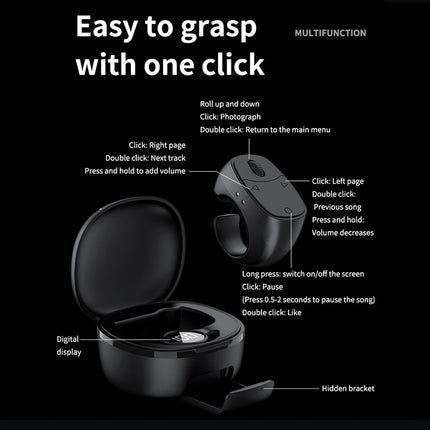 Fingertip Remote Control Bluetooth-Compatible 5.3 Selfie Button Multi-Function Remote Control Shutter/Clicker for Smartphones