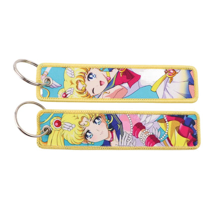 Sailor Moon Keychain Usagi Anime Embroidery Key Tag Motorcycles Cars Backpack Chaveiro Keychain Fashion Key Ring Friends Gift