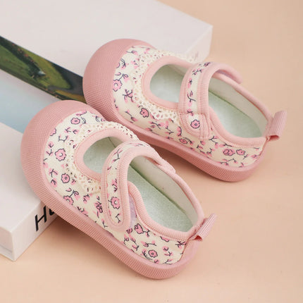 Girls' Princess Shoes 2025 Spring and Autumn New Children's Canvas Shoes Fresh Style Baby Girl Velcro Walking Shoes