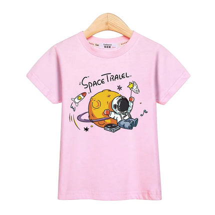 Baby Boys Astronaut Tops Fall Summer Cotton Clothing Kids Cartoon Spaceman T-shirt Children Casual Tees 3-14T