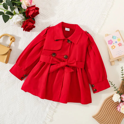 Trench Coat For Girl Children's Spring Cute Long Jacket 2024 New Kids Khaki Casual Outerwear Baby Khaki Fashion Windbreaker ﻿