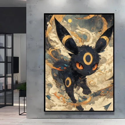 Pokemon Eevee Series Wall Art Unique Ink Style Decorative Paintings High - Quality Canvas Add A Touch of Fantasy To Your Home