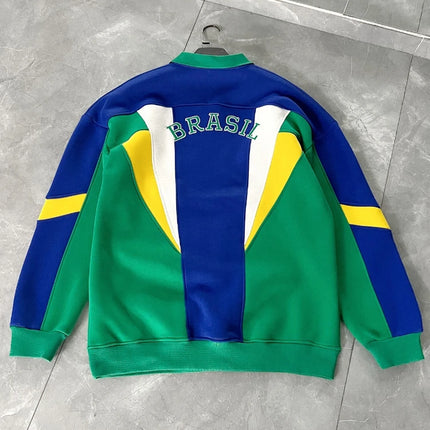 26 Year Spring and Summer Loose Brazilian Letter Embroidery Three-Dimensional Splicing Design Men's and Women's Sports Tops