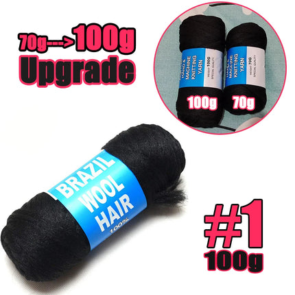 70G Twist Wraps/Roll 70g Black Brazilian Wool Hair Acrylic Yarn For African Synthetic Crochet Hair Jumbo Braids Braids