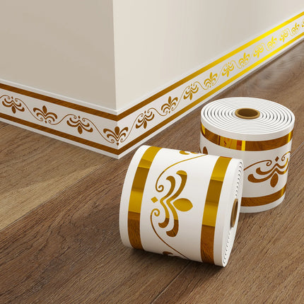 1Roll 10cmx5m Rolled Self-Stick Baseboard Trim-Anti-Collision Wall Waistband Sticker for Living Room Bedroom Home Decor ﻿