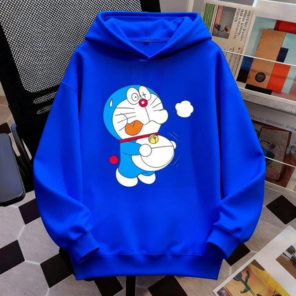 Autumn and Winter New Harajuku Cartoon Doraemon Hooded Sweatshirt Loose Children's Top Cute Boys and Girls Clothing