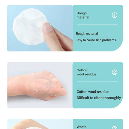 Round 100pcs/300pcs Cosmetic Cotton Pads Triple Sandwich Water-saving Wet Disposable Skin Care Pouch Makeup Remover Cotton Pads