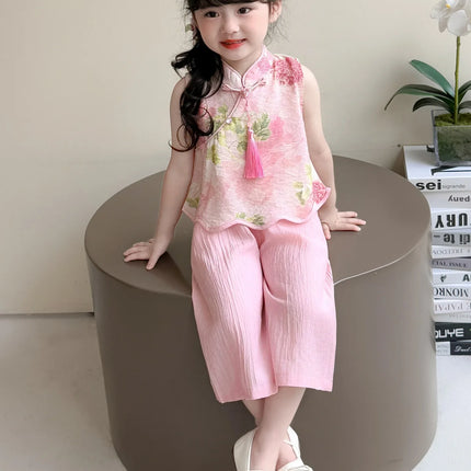 Summer Girl's Suit Cosplay Performance Costumes Ethnic Style Chinese Sets Children's Clothing Kids' Clothes Hanfu Fashion Casual