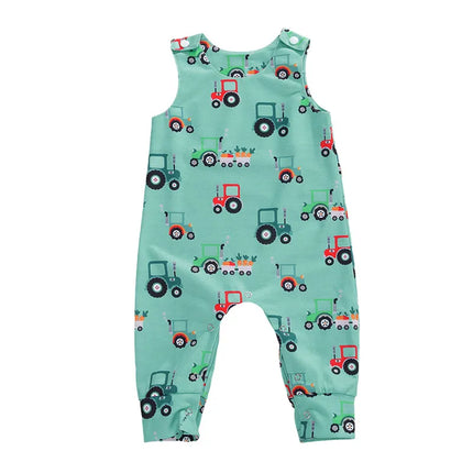 0-24months Baby Cartoon Patterns Jumpsuit Mermaid Zebra Tractor Alpaca Print Romper For Boys And Girl Summer Sleeveless Playsuit