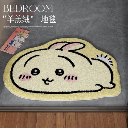 Kawaii Chiikawa Cute Rug Plush Floor Mat Bathroom Non-Slip Carpet Car Cushion Soft Living Room Decor Usagi Hachiware Gift Toy
