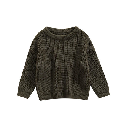 Autumn Winter Newborn Baby Girl Boy Knitted Long Sleeve Sweater Solid Loose Pullover Casual Tops Children Sweater Kids Clothes