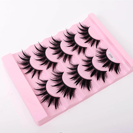 New 5 Pairs Wet False Eyelashes Naturally Wear False Eyelashes Everyday Sharp Tail Thick Simulation Cross Makeup Lashes