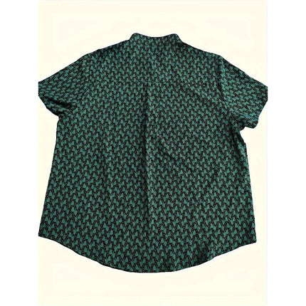 Plus Size 1XL-5XL New Women's Fashion Print Notch Neck Blouse Casual Short Sleeve Blouse For Spring