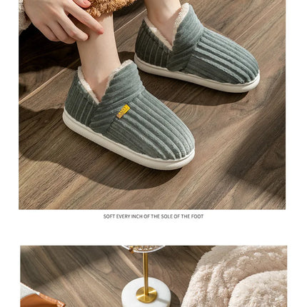 Shevalues Fashion Fur Slippers For Women Men Winter Warm ankles Cozy Furry Slides Home Indoor Soft Sole Plush Slides Cotton Shoe