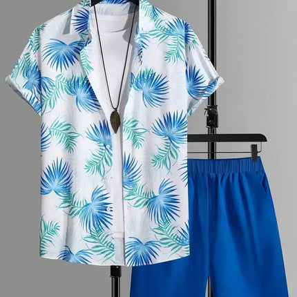 2025 Simple All-in-one Men's Shirt Set Coconut Tree Print 3D Printed Shirt And Shorts Set Summer Casual Vacation Hawaiian Shirt