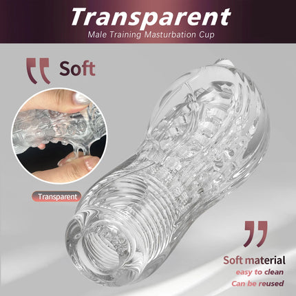 Male Masturbation Soft Rubber Transparent Vaginal Manual Penis Sports Cup Masturbator Adult Rooster Sex Toy Erotic Products