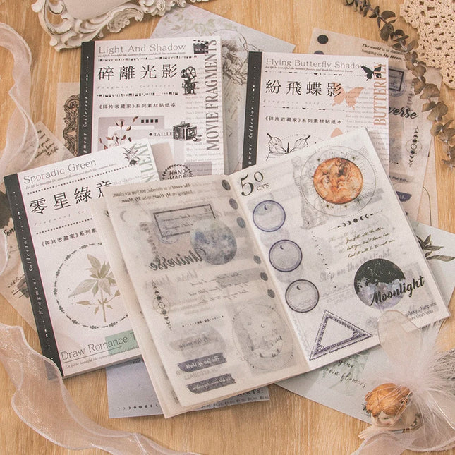 40 Pcs Large size Washi paper Sticker Book Kit DIY Scrapbooking Supplies Collage Junk Journal Vintage Decor Stationery Supplies