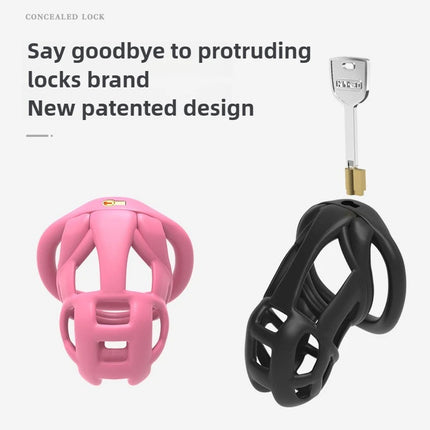 Chastity Lock Cock Cage 3D Invisible Lock with 4 Arc Ring Testicle Chastity Belt BDSM Toy Hentai Bondage SexToy