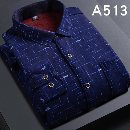Thickened Fleece Men's Casual Shirt Warm Plaid Set Winter Wear Comfortable Breathable Fashionable Chinese Brand Clothing