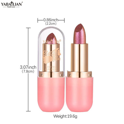 Metallic Violet Chameleon Lipstick Color Changing Matte Glitter Diamond Lipstick Waterproof Pearl Shine Lip Gloss Sexy Makeup