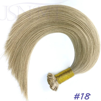 Virgin Hair Flat Tip Hair Extensions Natural Real Human Hair Fusion Capsule Keratin Brown Blonde 1g/Strand 14-22 inch For Woman