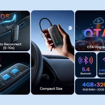 OTTOCAST Play2Video Ultra 3 In 1 Ai Box Wireless CarPlay Android Auto Adapter Built-in APP Hub for Youtube Netflix IPTV Tiktok