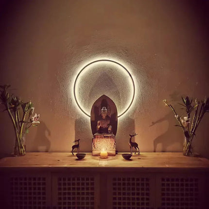 Designer Modern Black Gold Circle LED Wall Lamp for Bedroom Background Living Room Corridor Decor Light with Plug Nordic Sconce