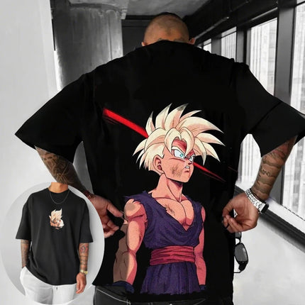 Dragon Ball Summer Men's T-Shirt Japanese Anime Son Gohan Autumn Inside Boy Children Parent-Child Basic Trend Short Sleeve