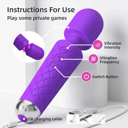 Powerful G-Spot Vibrator for Women Clitoris Stimulator AV Magic-Wand Female Vagin Massager Masturbator Adult Sex Toys Erotic 18+