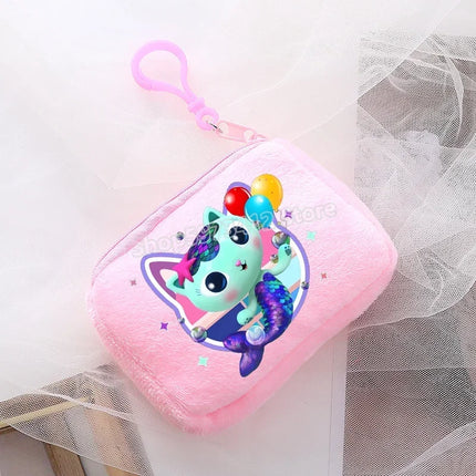 Kawaii Gabby Dollhouse Coin Purse Cute Anime Cat Headset Mini Bag Child Birthday Gifts Keychain Pendant Bags Cartoon Girl Wallet
