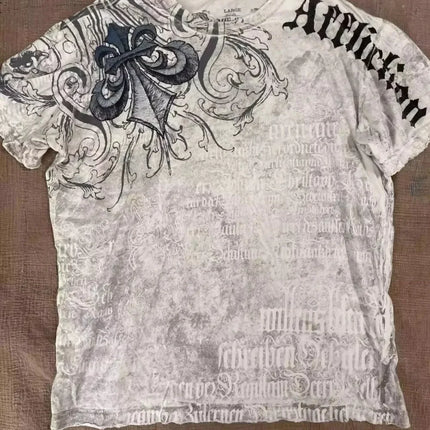 Summer European and American Fashion Men's Breathable Comfortable Round Neck T-Shirt Wing Cross Print Outdoor Top