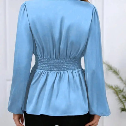 Women's Pleated Shirt | Sexy Slimming Design, Long-Sleeve Elegant Style, Cinched Waist Skirt Top