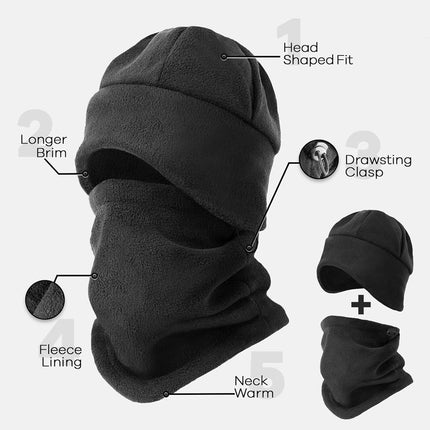 CZHIYAO Winter Beanie Hat Scarf Set with Ear Flaps for Men Women Knit Fleece Lined Skull Cap Windproof Neck Warmer Gaiter