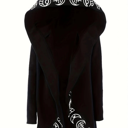 Enchanting Gothic Hooded Cardigan - Witchcraft-Inspired Design, Cozy Long Sleeves, Versatile for Casual Wear