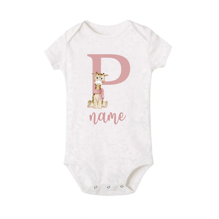 Personalized Baby Bodysuit Initial with Name Newborn Wild One Romper Deer Printed Clothes Baby Girls Clothes Infant Shower Gift