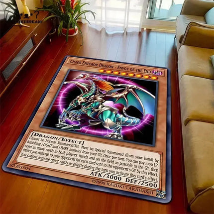 Yu-Gi-Oh Blue Eyes White Dragon Anime Non-slip Carpet Cartoon Floor Mat for Living Room Bedroom Decorative Area Rug Perfect Gift