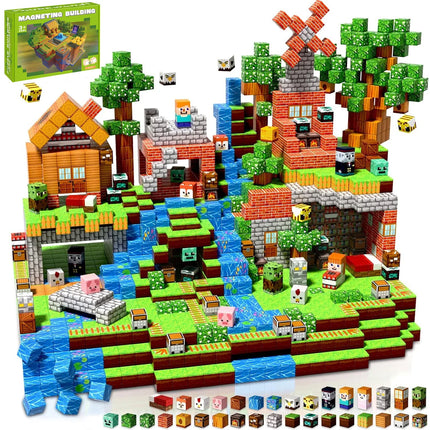 Magnetic Building Block Bricks Toy Stacking World STEM Mine Architectural Set Model DIY Educational Kids Gifts for Boy Girls