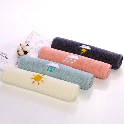 3Pcs Embroidered Pure Cotton Towels Soft Hypoallergenic Face Washing Towel for Bath Makeup Removal Saliva