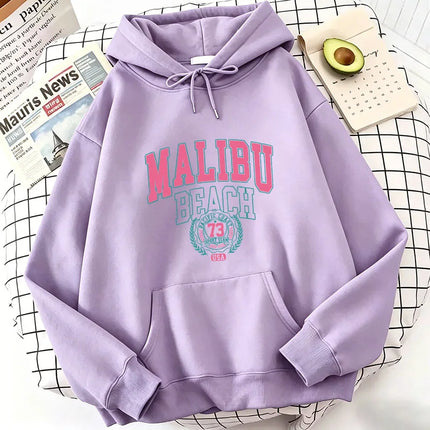Fashion Vintage Malibu Beach Print Hoodies Casual Hoodies Sweatshirts Men Women Tops Spring Autumn Winter Clothes
